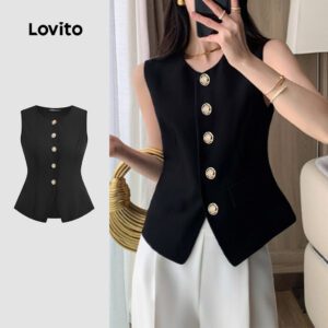 Blusa Elegante Preta com Botões - Primavera/Verão