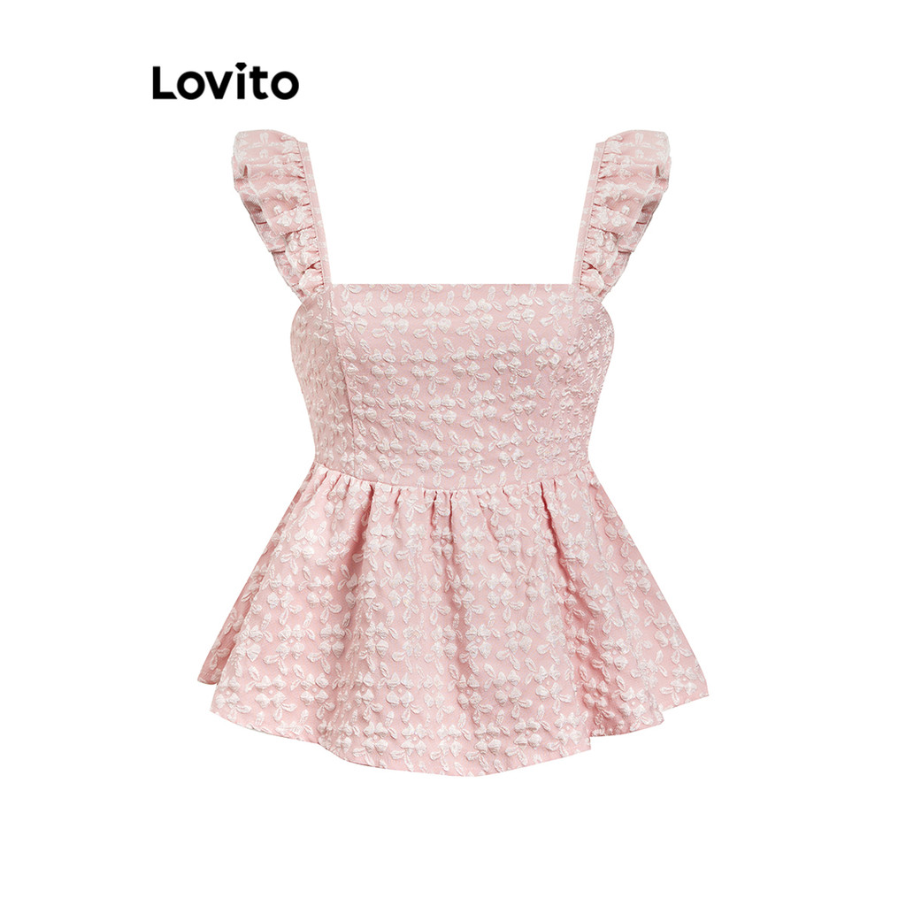 Regata Babados Jacquard Verão Feminino 1 Regata Babados Jacquard Verão Feminino