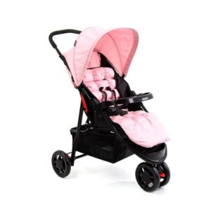 Carrinho de Bebê 3 Rodas Reclinável Rosa Mescla