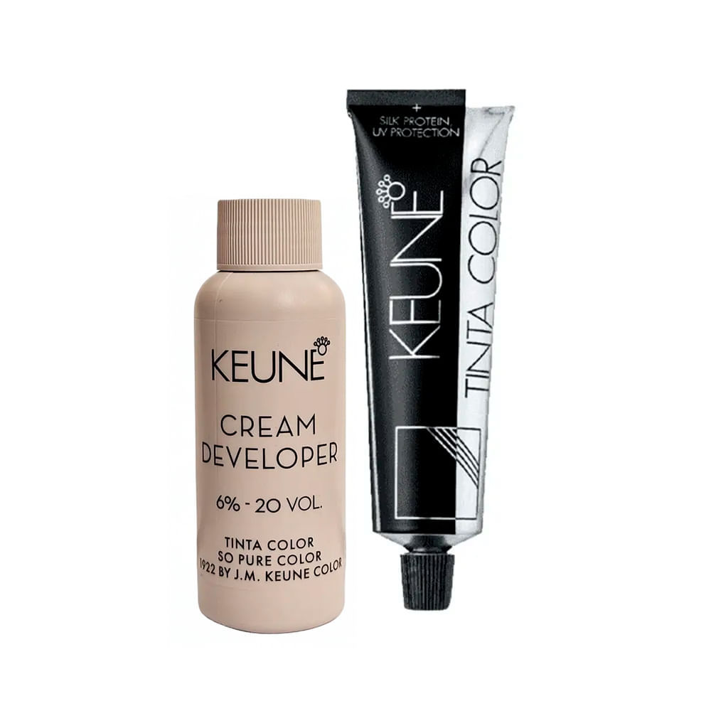 Kit Keune Tinta Color 4 Castanho M?dio 1 Kit Keune Tinta Color 4 Castanho Médio + Creme Oxidante 6% Keune Tinta Developer 20 Vol - 60ml