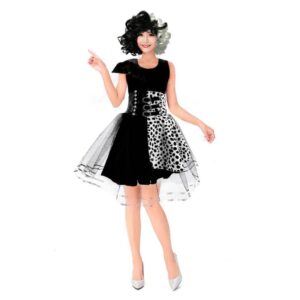 Fantasia Halloween Cruella De Vil com Peruca