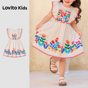 Lovito Kids Vestido Boho com Babados Vestido Primavera/verão para Menina L180LD219