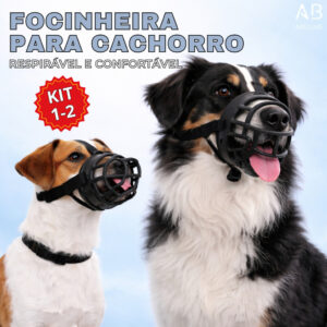 Focinheira Ajustável de Silicone Macia Respirável para Cães de Porte Médio e Grande Cor Preta