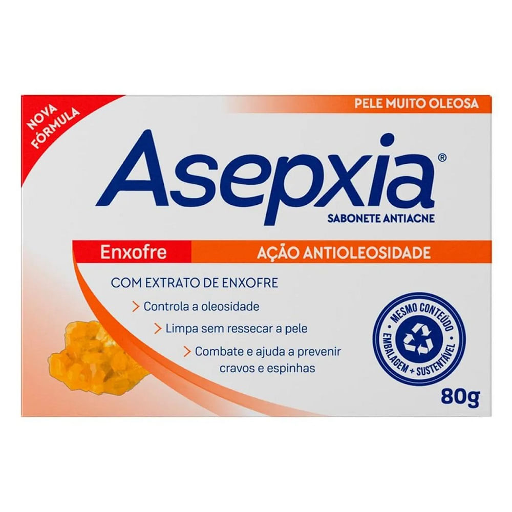 Sabonete Facial Enxofre Asepxia - Pele Oleosa 1 Sabonete Facial Enxofre Asepxia Forte 80g