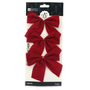 Kit Laço de Natal Le Vermelho Liso 3 Unidades 11cm