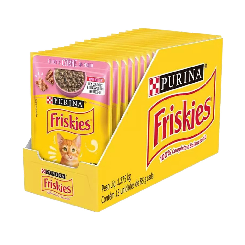 Ra??o ?mida Friskies Gatos - Sabores Variados 1 Ração úmida Friskies Sabores Variados para Gatos 15x85 g