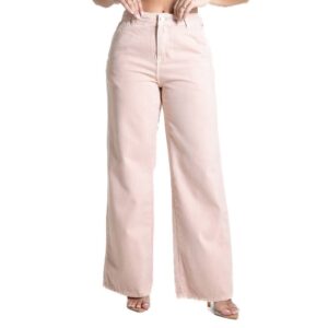 Calça Sarja Wide Leg Salmão Feminina