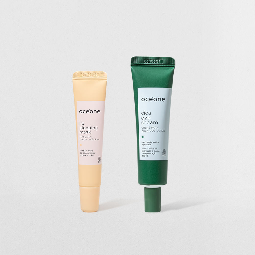 Kit Cica Cream + Lip Sleeping Mask 1 Kit Creme para Área Dos Olhos Cica Cream + Máscara Labial Noturna (2 Produtos)