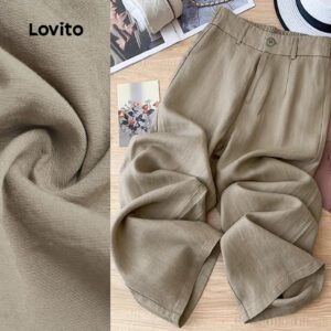 Calça Casual Textura Khaki Feminina