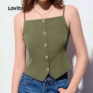 Blusa Verde Botão Casual Primavera/Verão
