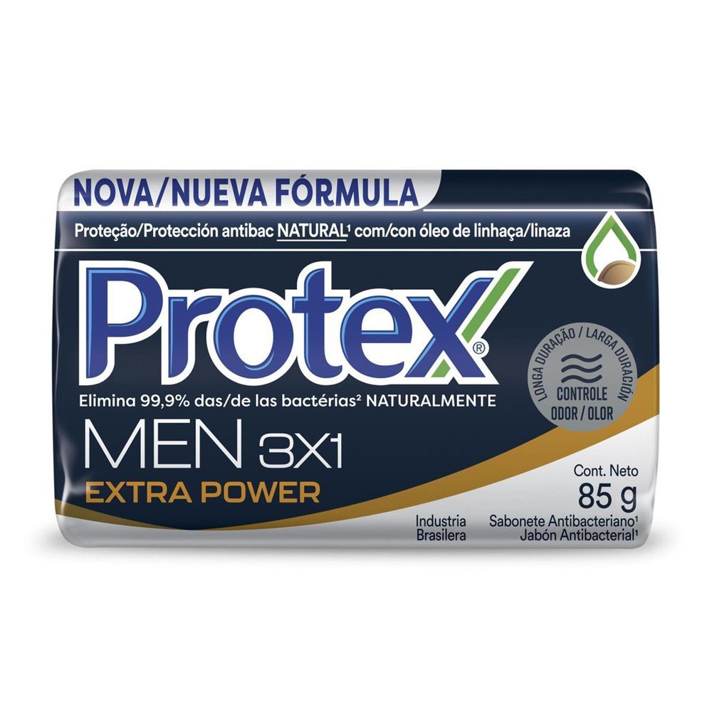 Protex For Men 3 em 1 Barba Cabelo Corpo 85g 1 Sabonete Protex For Men 3 em 1 Extra Power 85g