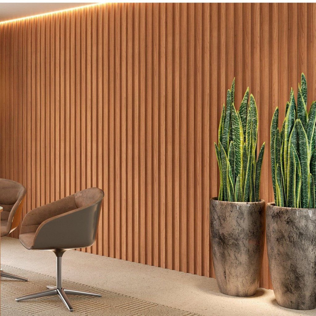 Painel Ripado MDF Freij? 134x250cm 3,35m? 1 Painel Ripado MDF Freijó 134x250cm 3,35m²