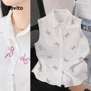 Blusa de Botão Casual Branca Feminina