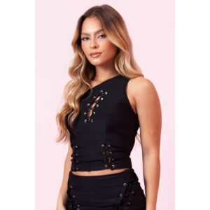 Blusa Ombro Único Preto Feminina