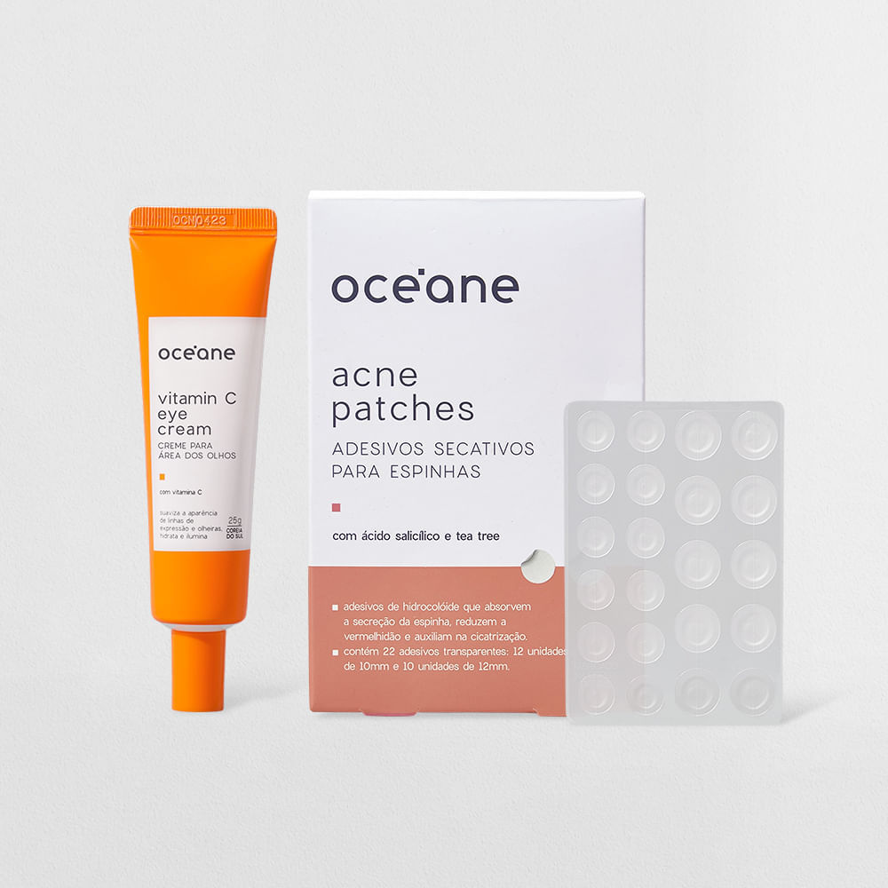Kit Antiacne + Olhos Vitamina C - Pele Saud?vel 1 Kit Adesivos Antiacne + Creme para Área Dos Olhos com Vitamina C (2 Produtos)