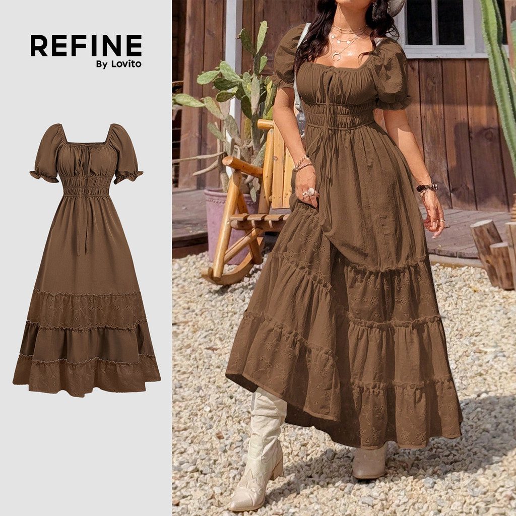 Vestido Elegante de Renda Marrom 1 Vestido Elegante de Renda Marrom