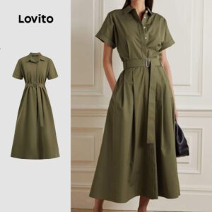 Vestido Elegante Liso com Cinto - Verão