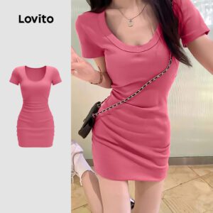 Vestido Casual Listrado Rosa Vermelho