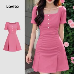 Vestido Elegante Plissado Rosa Feminino