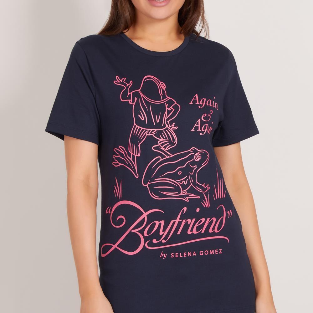 Camiseta Selena Gomez Again & 1 Camiseta Selena Gomez Again & Again Frog Azul Marinho
