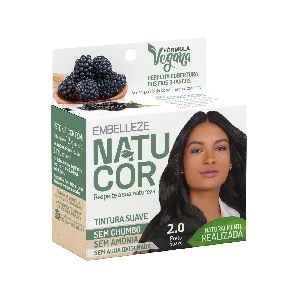 Tintura P? Amora-Preta Embelleze 2.0 1 Tintura Pó Natucor Embelleze Amora-Preta Preto Suave 2.0