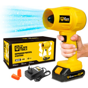 Soprador De Folhas Turbo Portátil Sem fio Recarregável 2000w Ergonômico Com Bateria 21v Amarelo