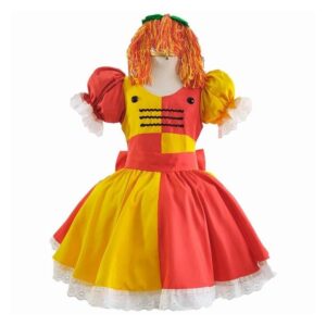 Fantasia Emília Infantil Luxo - Peruca e Vestido