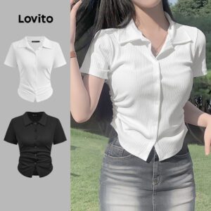Camisa Casual Feminina Botões Franzidos