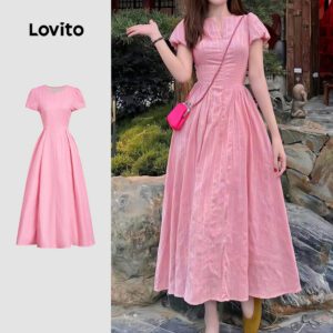 Vestido Elegante Listrado Rosa Primavera/Verão
