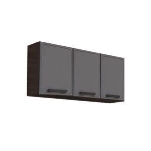 Armário Aéreo p/ Cozinha Estilo 7008 3 Portas 120cm Cinza/Grafite - Bertolini