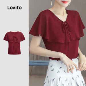 Blusa Casual Amarração Cadarço Vinho