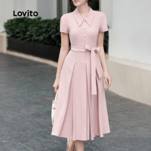 Vestido Elegante Renda Rosa Primavera/Verão