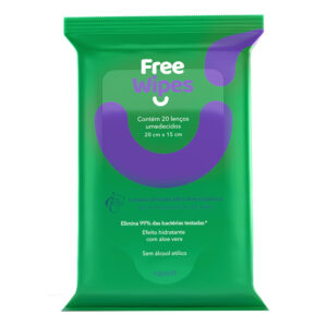Lenço Umedecido Antisséptico 20 Unidades Free Wipes