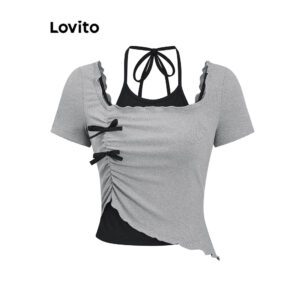 Camiseta Lisa 2 em 1 com Laço Feminino