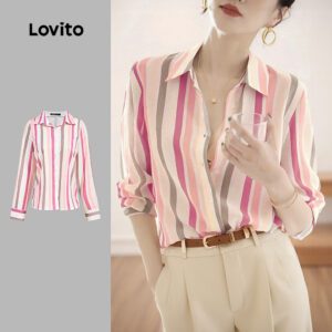 Blusa de Botão Casual Listrada - Primavera/Verão