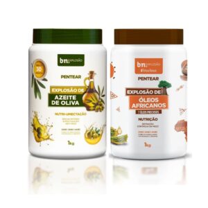 Kit Creme De Pentear Cachos Óleos Africanos 1kg + Creme Pentear Azeite De Oliva 1kg