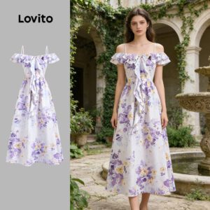 Vestido Casual Roxo com Babados e Zíper