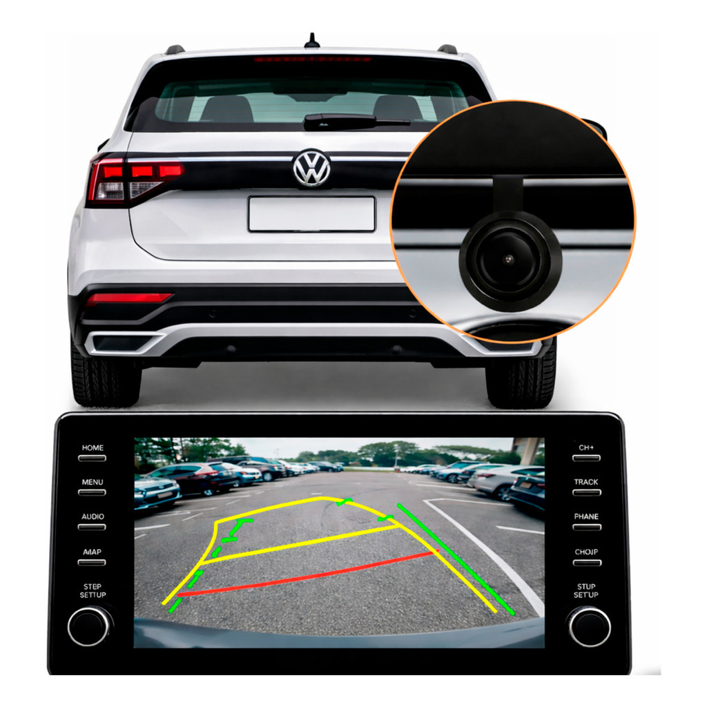 Câmera Ré Automotiva 720P HD KX3 1 Câmera Ré Automotiva KX3 HD 720P Lente 150° Dupla Função