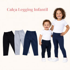 Legging Infantil Cotton 3 Peças - Tamanho 1 ao 8