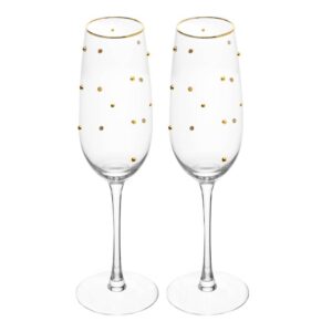 2 Taças para Champanhe Balls Fio de Ouro 220ml Vidro Wolff