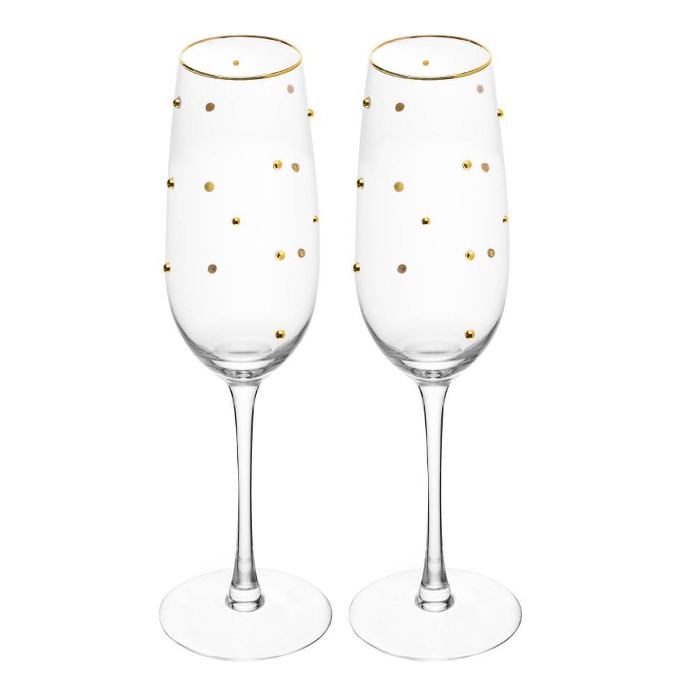 Ta?as Champagne Fio de Ouro Wolff 220ml 1 2 Taças para Champanhe Balls Fio de Ouro 220ml Vidro Wolff