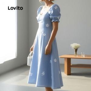 Vestido Boho Floral Azul Feminino