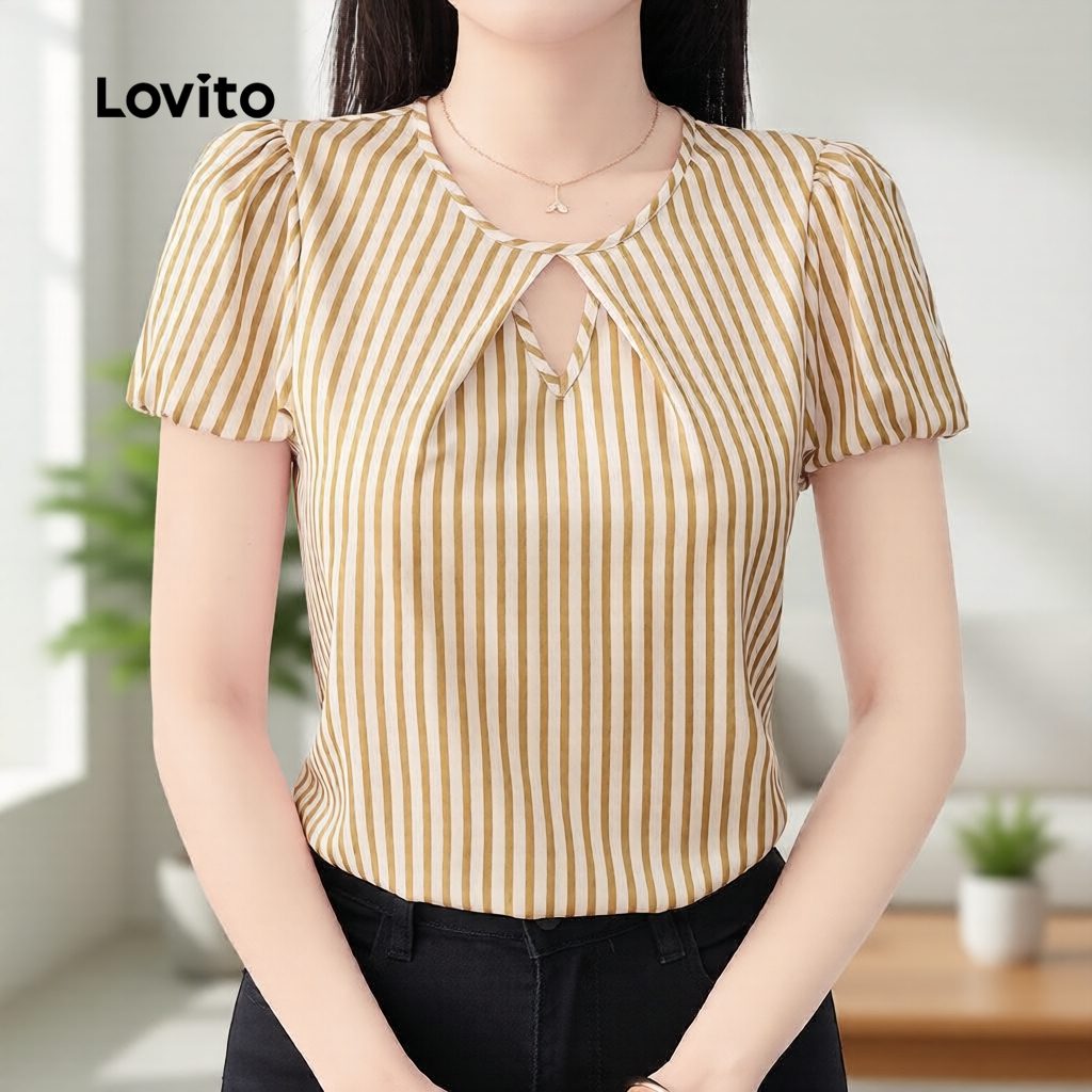 Blusa Elegante Corte Gota Khaki Feminina 1 Blusa Elegante Corte Gota Khaki Feminina