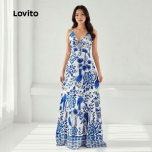 Vestido Boho Azul Branco Floral Verão