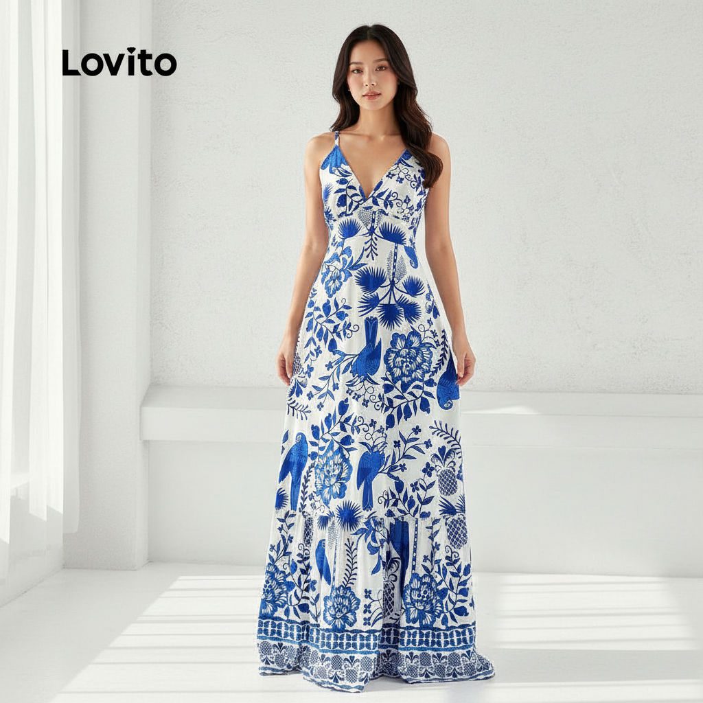 Vestido Boho Azul Branco Floral Ver?o 1 Vestido Boho Azul Branco Floral Verão