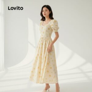 Vestido Boho Plissado Amarelo Floral