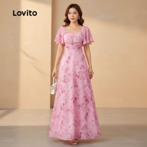 Vestido Plissado Boho Rosa Feminino