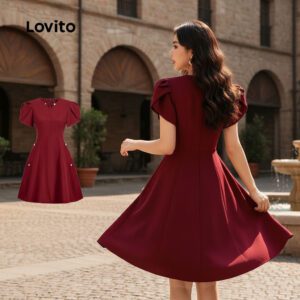 Vestido Feminino Elegante Floral Vinho