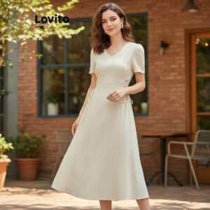 Vestido Liso Acetinado Amarração Feminino
