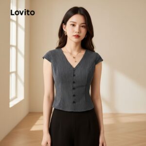 Blusa Listrada Forrada Casual Primavera/Verão